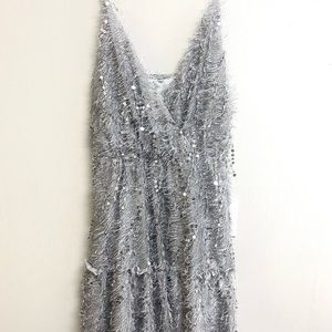 Sparkling silver sequin NWT short sleeveless cocktail party  dress size Small